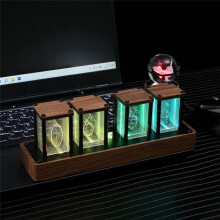 Nixie Tube Clock Walnut Digital Clock, Support Wi-Fi Calibration, Alarm and 12/24H Display, No Assemble Required