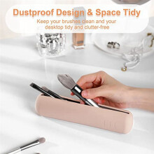 Reismake-Upborstelhouder, Magnetisch Anti-Fall-Out Siliconen Draagbare Cosmetische Gezichtsborstelhouder Kaki