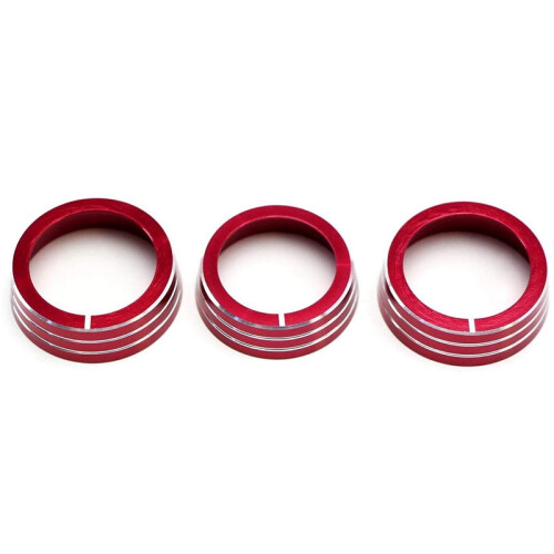 3 Pcs Red Aluminum AC Climate Control Ring Knob Covers Compatible for MK6