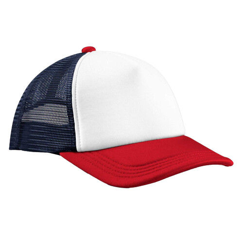 (One Size, Navy/Red) Beechfield Unisex Adult Retro 5 Panel Trucker Cap