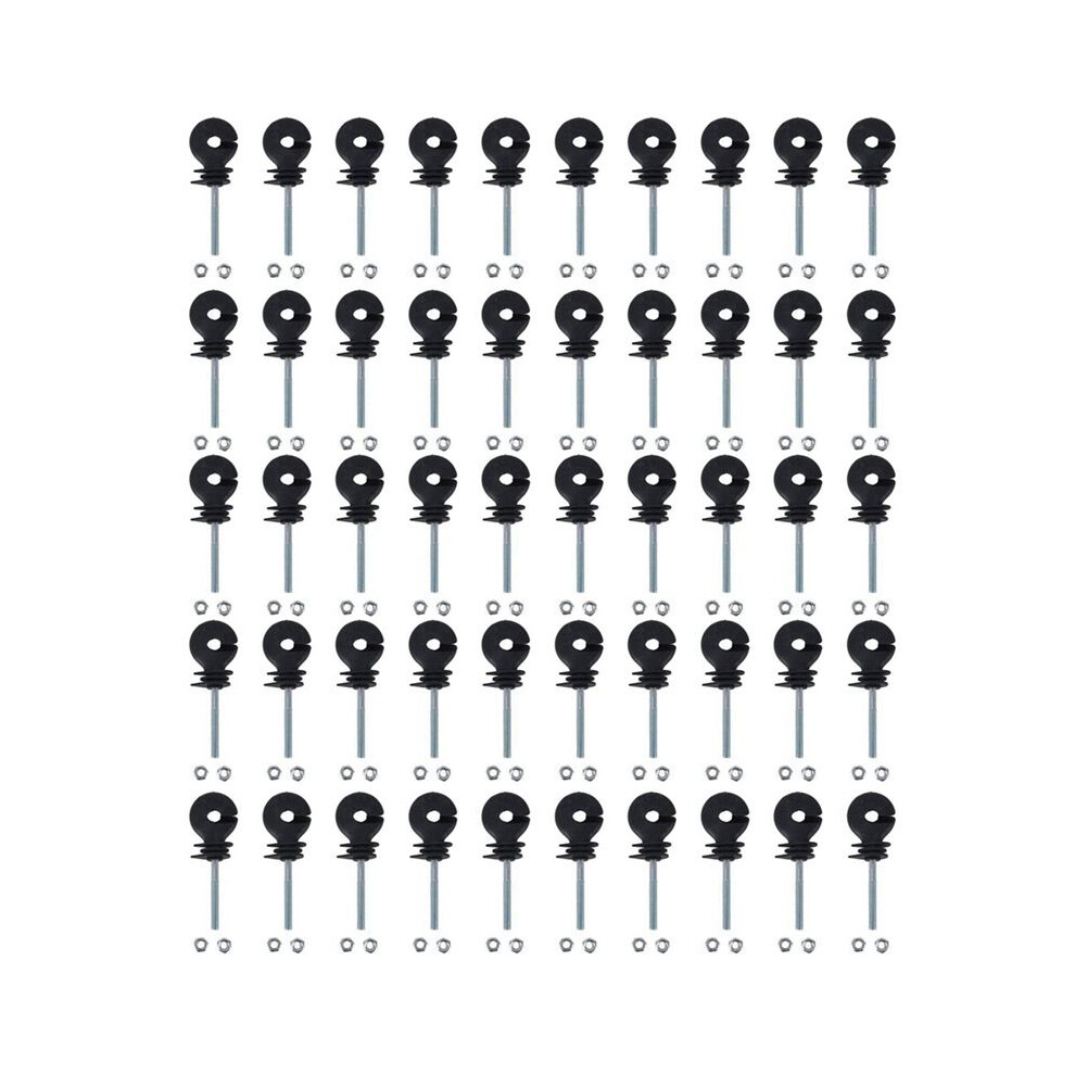 50Pcs Flat Nut Insulators Electric Fence Insulators Threaded Electric Fence Insulation Spiral Insulators For Livestock Tauoh