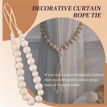 2Cps Curtain Tie Backs, Natural Wood Drape Tiebacks, Window Treatment, Farmhouse Garland, Boho Decor Accessories