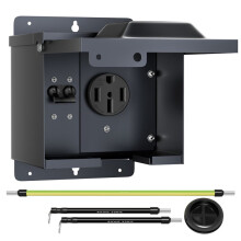 50 Amp RV Power Outlet Box with Circuit Breaker  125/250V 14-50R RV Outlet Lockable Power Box for RV