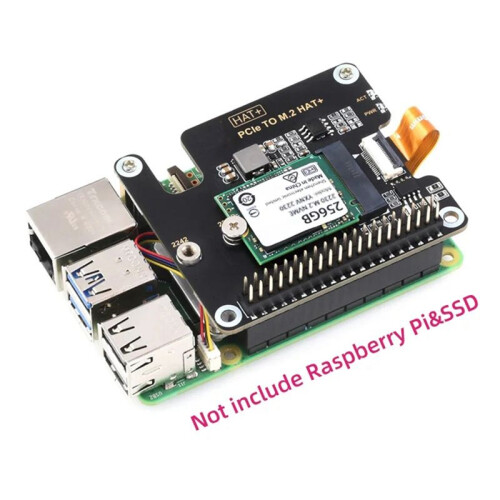 For Raspberry Pi 5 PCIe to M.2 HAT NVME High Speed Expansion Board with 16P Cable GPIO Header Support Active Cooler 1