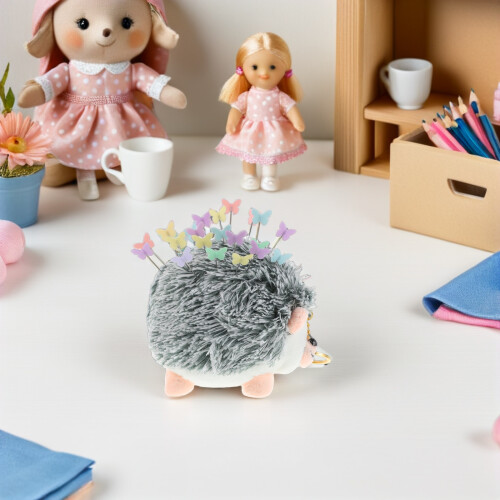 1Ensemble Support Aiguille Hérisson Patchwork Coloré En Peluche 2