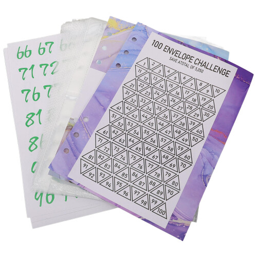 5Sets Transparent Office Money Binder Refills Saving Challenge Inserts 2