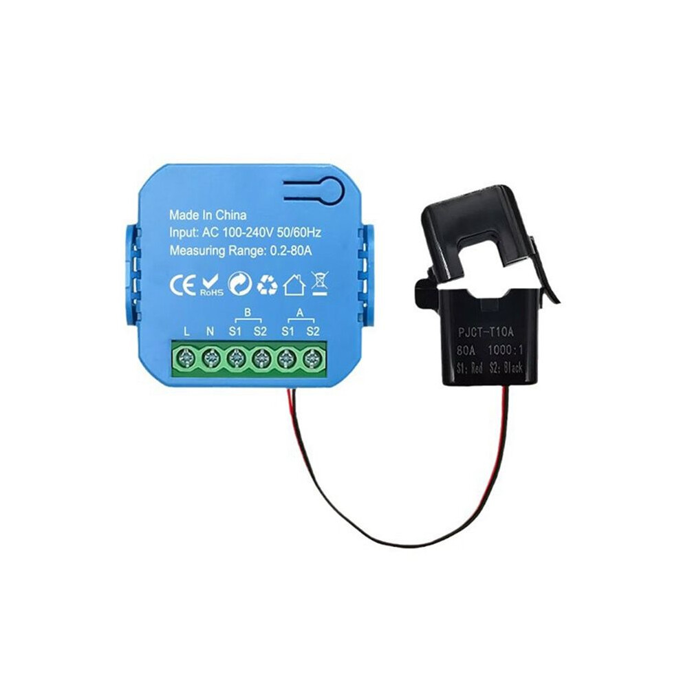 Tuya Wifi Meter Bidirectional With Transformer Clamp App Monitor Power 80A Support Alarm 1 Channel-1Ct 4711949320918