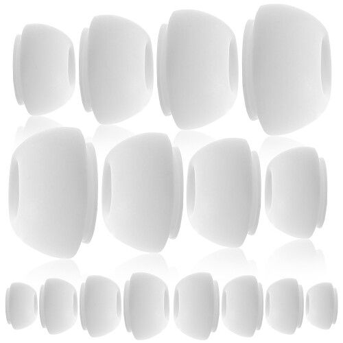 16Pairs Silicone Ear Tips for Earphones White Secure Fit Replacement