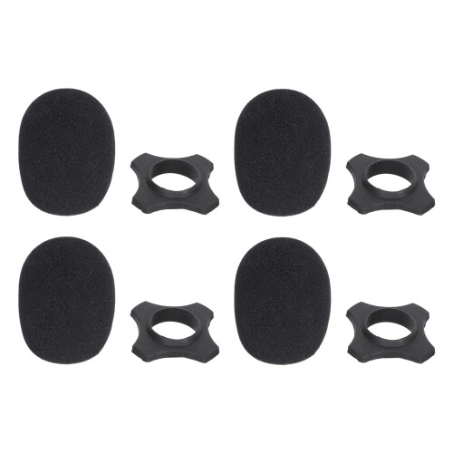 8Sets Durable Mic Protective Covers with Rubber Anti-Slip Holder Black