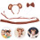 2Sets Monkey Plush Ears Headband Tail Bow Tie Animal Cosplay Set 10
