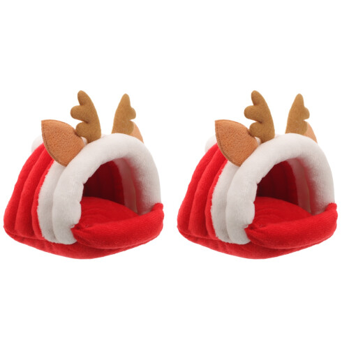 2Pcs Design Hamster Hideout Wear-Resistant PP Cotton House 2