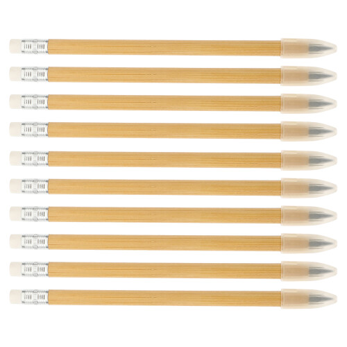 10Pcs Inkless Bamboo Pencils for Writing Drawing Light Yellow