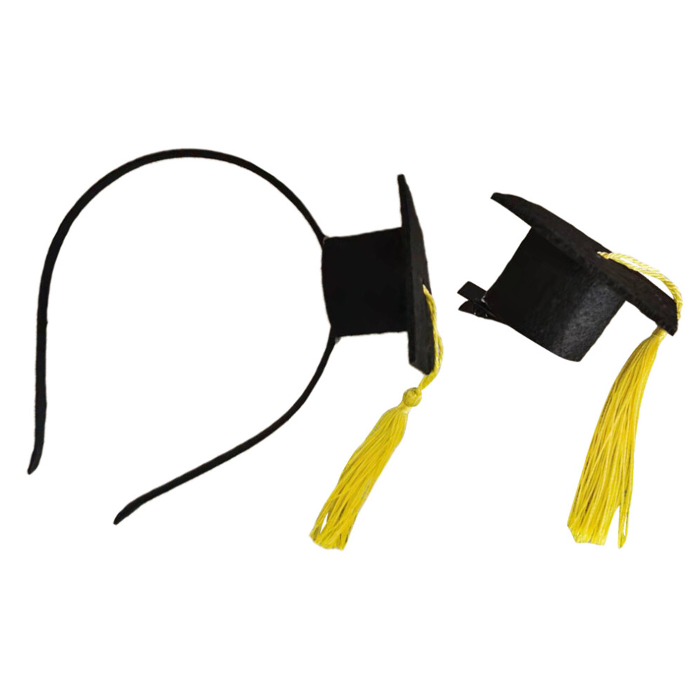 2Sets Zwarte Doktorsmuts Haarband Voor Afstuderen En Feest-image