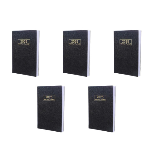 5St Zwarte Kalender Planner 2025 Hardback Voor School 2
