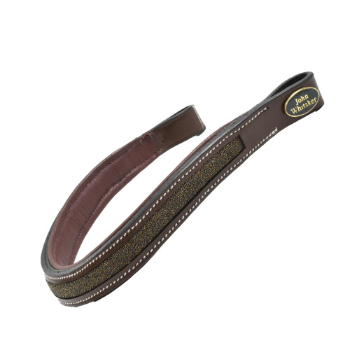 (Full, Havana/Gold) Whitaker Leather Micro Beads Horse Browband 1