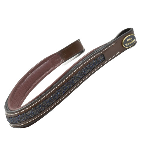 (Full, Havana/Navy) Whitaker Leather Micro Beads Horse Browband 1
