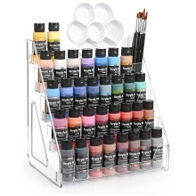 5-Tier Acrylic Paint Organizer-Clear Storage Rack for Paints& Art Supplies,Elevated Design for Versatile Storage