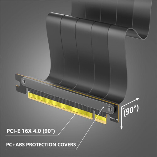PCIE 4.0 Extension Cable, Black 16x Shielded High Speed GPU Riser Cable for GPU Extension Card, Length 20cm 2