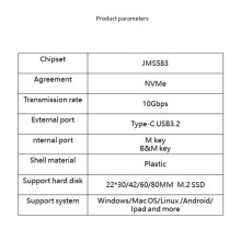 Afneembare M.2 NVMe SSD-Behuizing M.2 Naar Type-C USB3.2 Externe Adapter NVME SSD-Behuizing Doos Laptopaccessoires Transparant Zwart