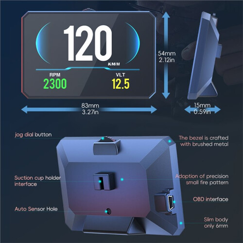 P16 Car OBD HUD OBD2   Display Car Projector Digital Speedometer Water Temp Speed Security 2