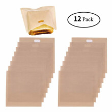 12Pcs Reusable Toaster Bag Non-Stick Bread Baking Bag Sandwich Bags Toast Microwave Heating Pastry Tools 16X16.5cm