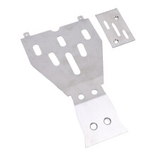 Placa protectora de chasis de acero inoxidable para RC, escala 1/10, plateada