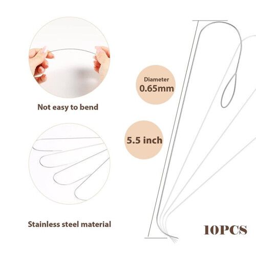 Conjunto de 10 Agulhas Curvas de Miçangas com Olho , 14 cm (5,5 Polegadas), Ideais para Fiar Miçangas e Fazer Bijuterias. 1