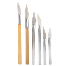 Agate-Knife Edged Burnisher Set Polishing Tools Carving Precious Metal with Bamboo Iron Handle