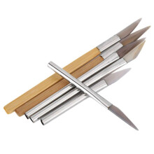 Agate-Knife Edged Burnisher Set Polishing Tools Carving Precious Metal with Bamboo Iron Handle