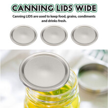 50 Pcs Wide Mouth 86 MM Jar Canning Lids, Reusable Leak Proof Split-Type Silver Lids with Silicone Seals Rings