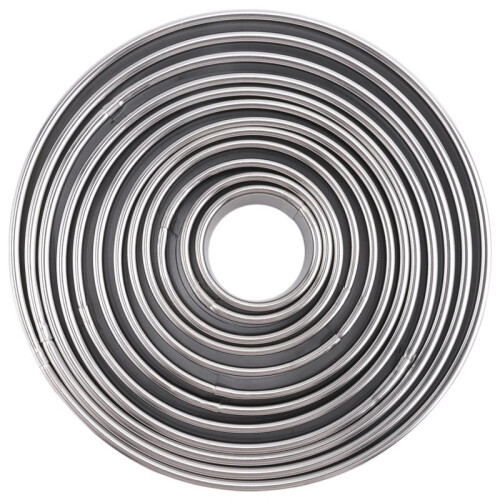 12PCS Stainless Steel Round Cake Mold Baking Mousse  Kitchen Tools Pizza Cooking Cookie Cutter DIY Cake  Tools 1