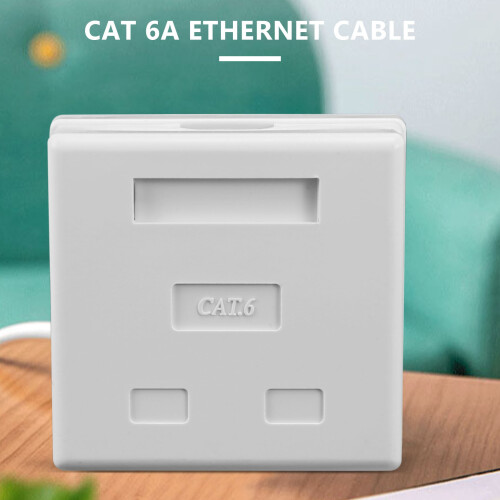 RJ45 Network Socket - Shielded Surface Mounted Double Wall Socket with CAT6A Ethernet LAN Cable Port for Network Cable 2
