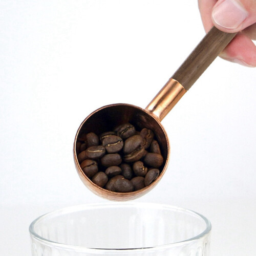 Coffee Bean Measuring Spoon Solid Wood Copper Measuring Spoon Coffee Powder Quantitative Spoon Measuring Spoon 10G 2