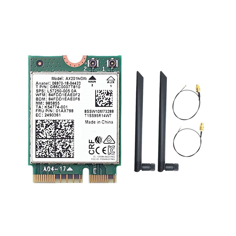 Ax201ngw Wifi Card With Dual Antenna 2.4 Ghz+5Ghz Wifi 6 3000Mbps M.2 Cnvio2 5.1 Wifi Adapter For Win10 4714014483846