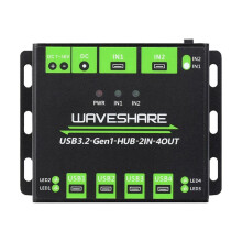 Waveshare Industrial 4-Wege USB3.2 Gen 1 Hub 2IN-4OUT Dual Host Shared Random Switching Multiple Protection Circuit 5Gbps