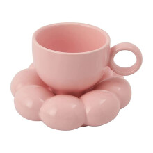 Flower Coffee Cup & Saucer Set Cute Mug & Saucer Set Ceramic Coffee Cup with Sunflower Saucer Latte Cups 6.7Oz