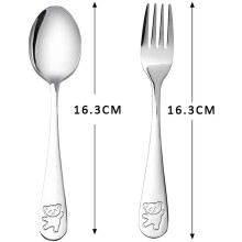 16 Pieces Kids Silverware Stainless Steel Children's Safe Flatware Little Bear Child Spoon and Fork Set Toddler Utensils
