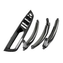 4PCS Car Interior Window Lift  Panel Door Handle Pull Cover Trim for- E70 E71 E72 X5 X6 2007-2014 Carbon Fiber