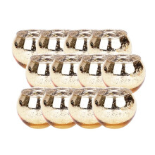 12PCS Gold Mercury Glass Votive CastiçAis Legant Gold Tealights CastiçAis para Casamentos, Jantares de Ensaio