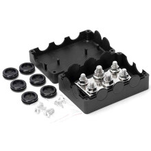 500A Marine Bus Bar 48V Automotive Power Distribution Block Current 6 Studs Plastic Cover for Car Boat Auto Red