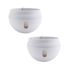 2 Stuks Kunststof Hangende Plantenbak Zelfwater Gevende Mand met Haken, Hangende Bloempot met Afneembare Voet Wit