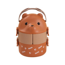 Stackable Bento Box Portable Leak Proof Bento Box Japanese Style Double-Layer Bento Box Brown