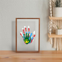 Clear Family Handprint Kit - Gifts for New Parents Create Lasting DIY Crafts Keepsake Wooden Frame Includes Paint Color