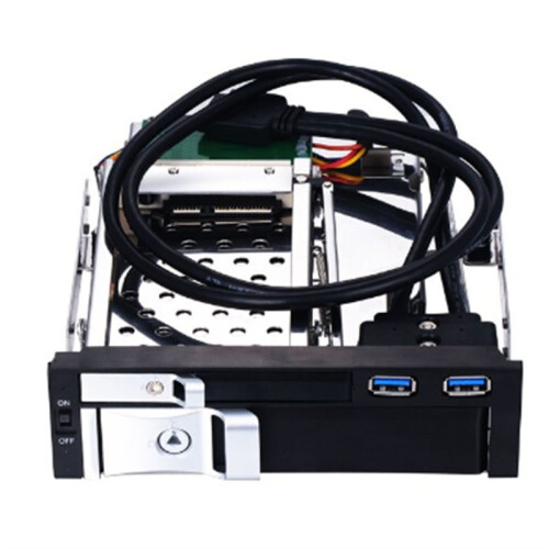 Estojo de Disco Rígido Interno de Slot Duplo de 5,25 Polegadas Gabinete  HDD/SSD de 2,5+3,5 Polegadas Design Sem Ferramentas com 2 Travas de