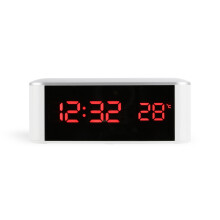 LED-Wecker, Thermometer, Digitale Wanduhr mit Sekundenanzeige für Senioren, für Tiefschläfer, Erwachsene, Rote Wörter