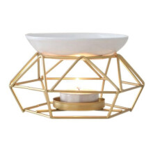 Ceramic Fragrance Lamp Essential Oil Burner Metal Burner for Essential Oils Wax Melt Burner with Round Ceramic Bowl