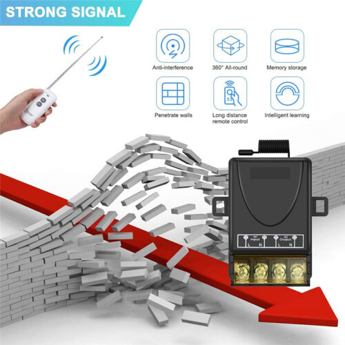 Wireless Remote Control RF  220V 30A Relay Receiver + Transmitter Set for Gate Door Light Control Pump Motor 1