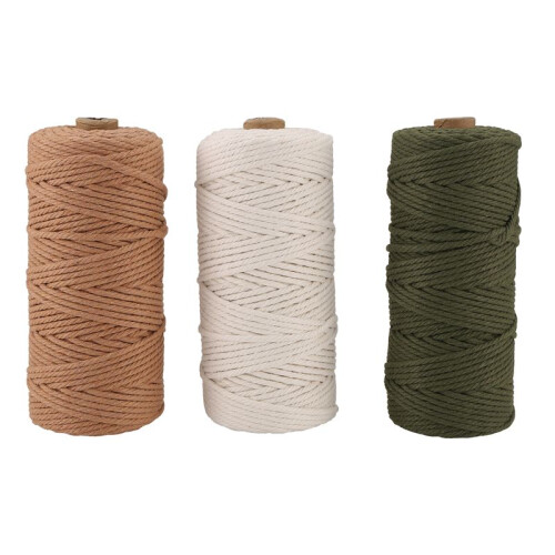 Juego de 3 Hilos de Macramé - CordóN de AlgodóN para Proyectos de Bricolaje Tapiz AtrapasueñOs - CordóN de AlgodóN -  Verde Oliva Rosa