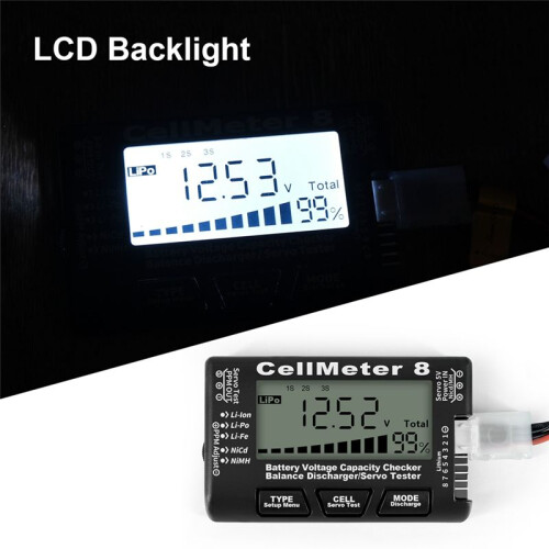 RC Cellmeter 8 Digital Battery Capacity Checker Controller Tester Voltage Tester for Li-Ion NiMH Nicd Cell Meter Black 2