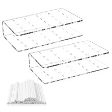 2 Pieces Cake Stand, with 100 Cake Stems,20 Holes,Lollipop Holder,Lollipop Stand for Sweets, Decoration,Birthday
